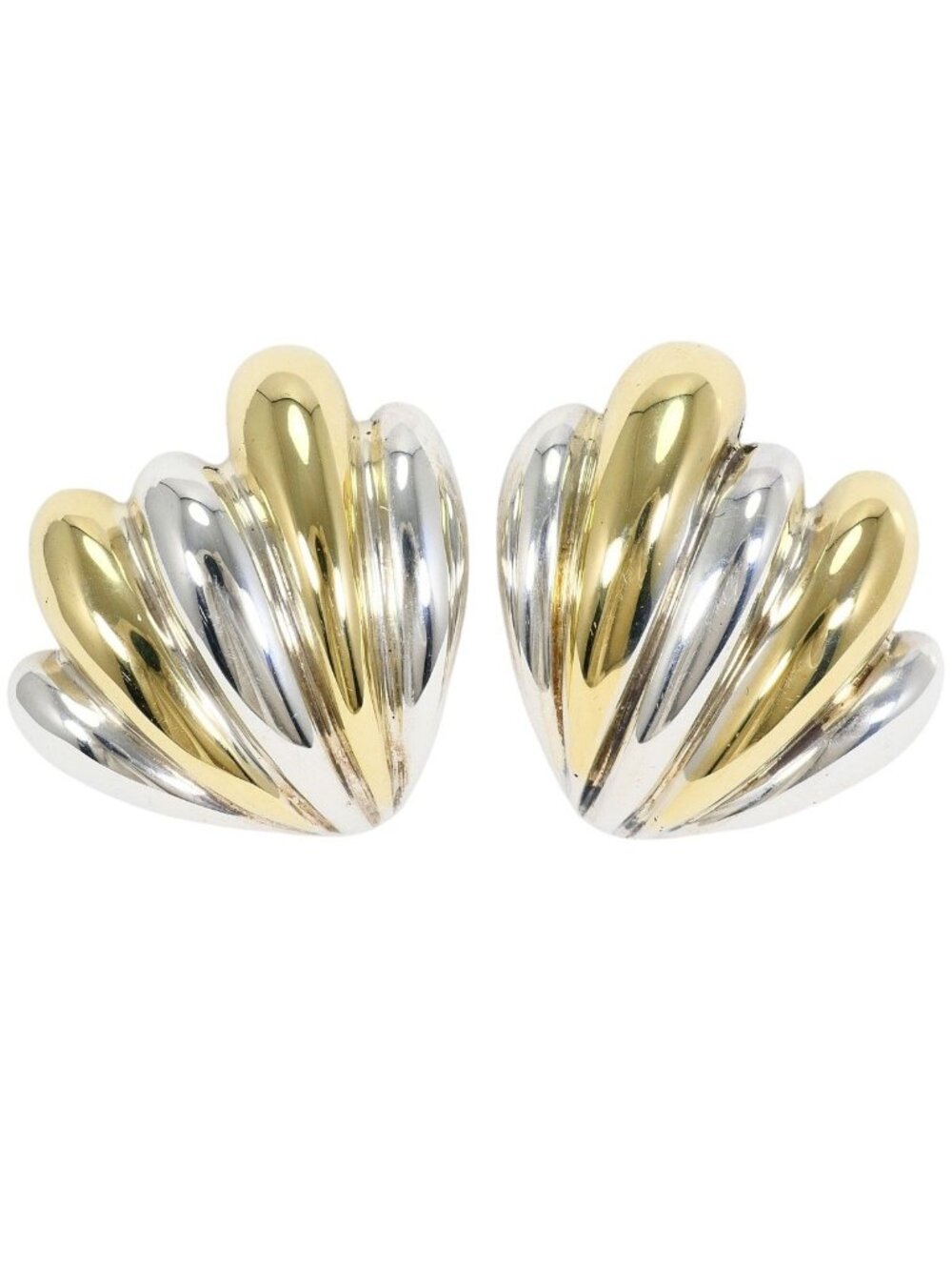 Tiffany & Co Leaf 18k Yellow Gold 925 Sterling Silver Earrings Clip